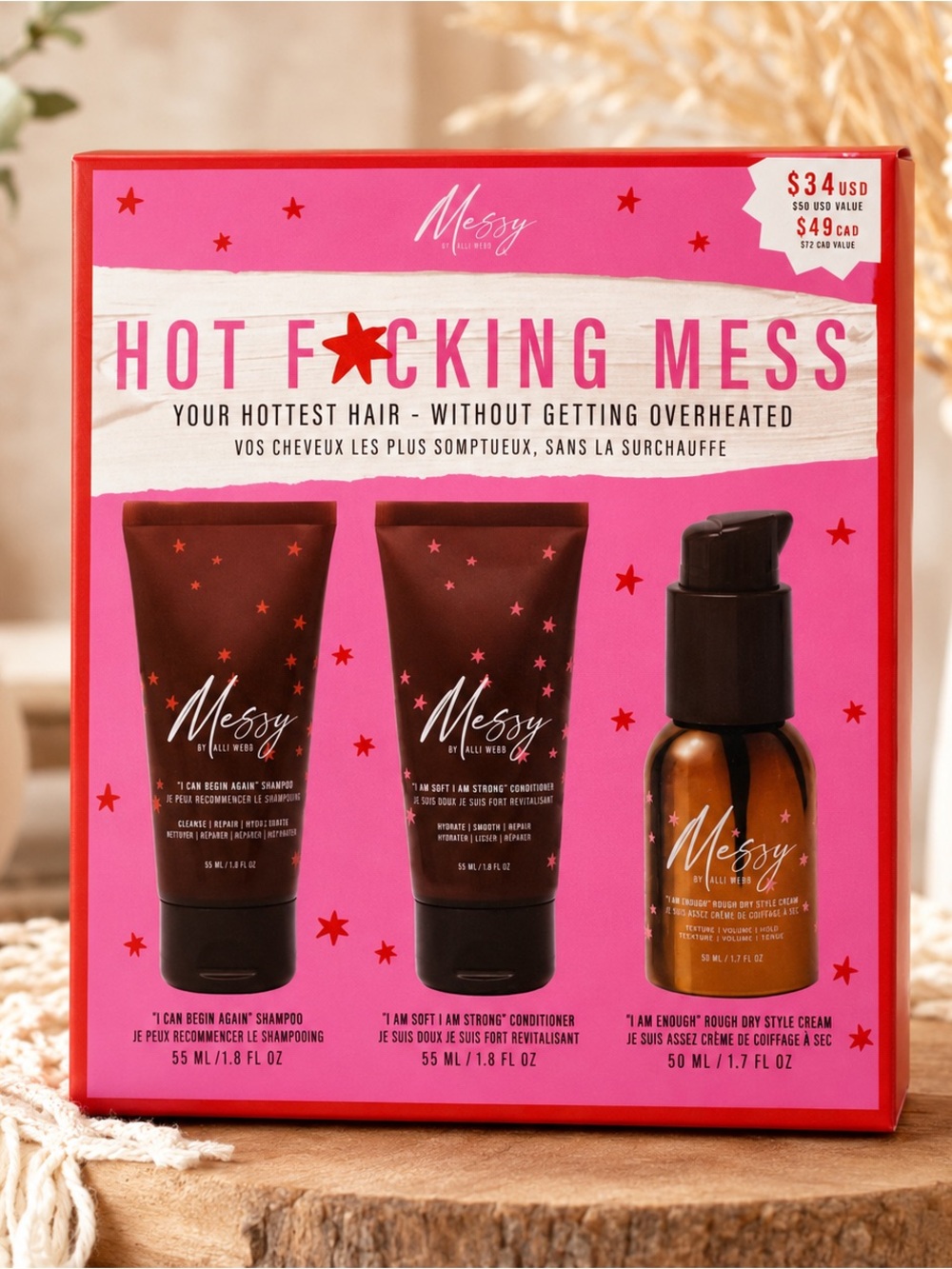 Hot F*cking Mess Pink & Brown Hair Care Set NIB